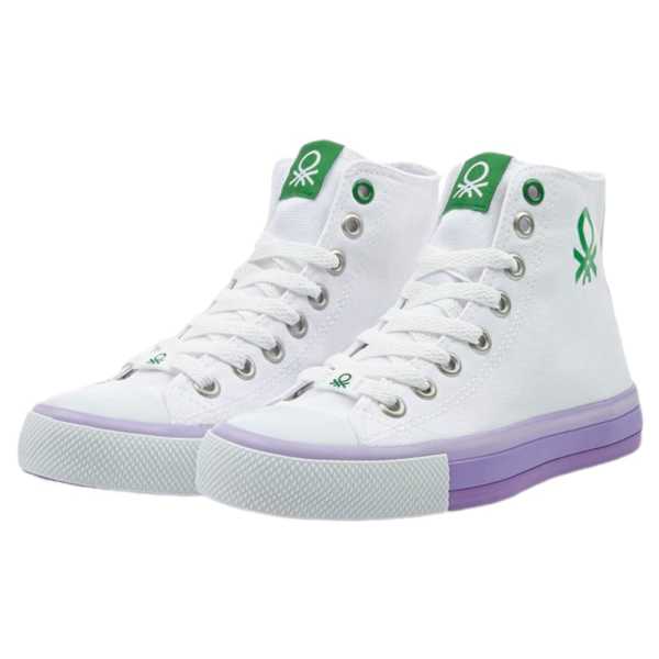 Benetton BN-30189 Beyaz Lila Kadın Spor Ayakkabı