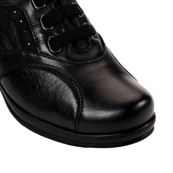 Forelli 57602-G Defne Siyah Kadın Comfort Deri Ayakkabı