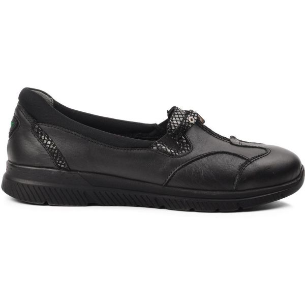 Forelli 29444-G Lilyum Siyah Kadın Comfort Deri Ayakkabı