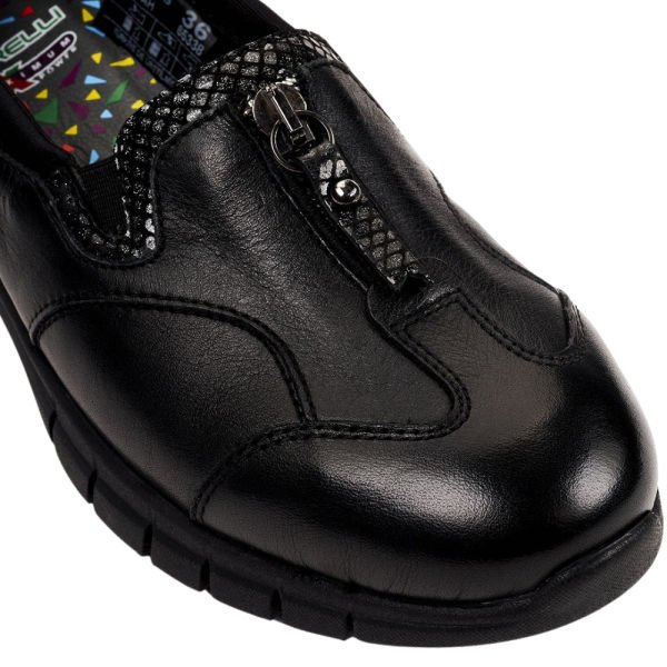 Forelli 29444-G Lilyum Siyah Kadın Comfort Deri Ayakkabı