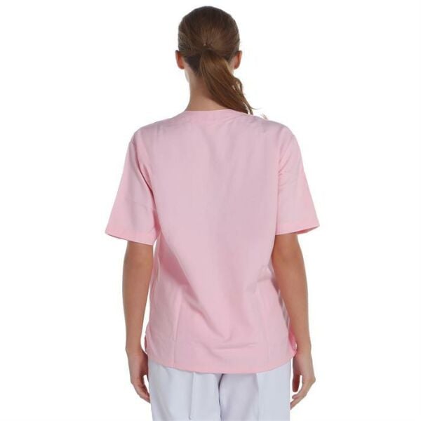 V Yaka Ceket Kısa Kol Pembe