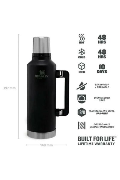 Stanley Klasik Vakumlu 2.3 Litre Çelik Termos - Siyah