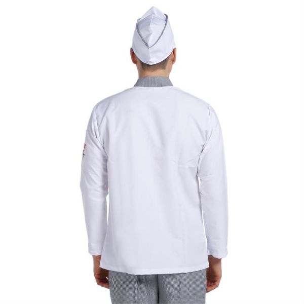 Aşçı Ceketi Beyaz Uzun Kol Çatal Bıçak Pötikare Garnitürlü