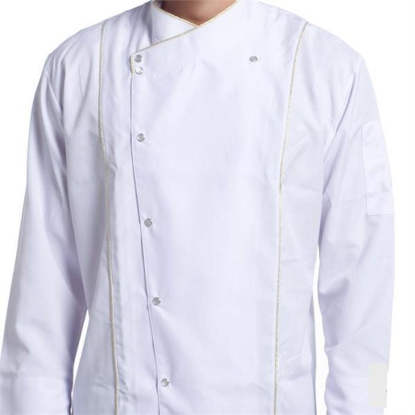 Aşçı Ceketi Beyaz Uzun Kol Altın Biyeli T Model