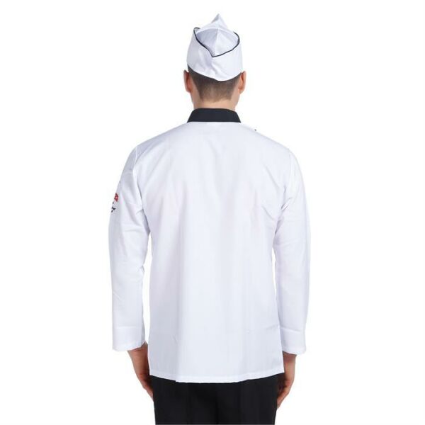 Aşçı Ceketi Beyaz Uzun Kol Altın Çatal Bıçak Garnitürlü
