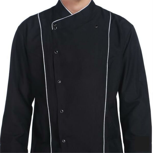 Aşçı Ceketi Siyah Gümüş Biyeli T Model