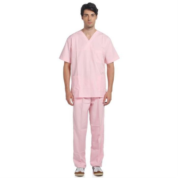 V Yaka Takım Kısa Kol Pembe