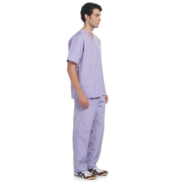 V Yaka Takım Kısa Kol Lila