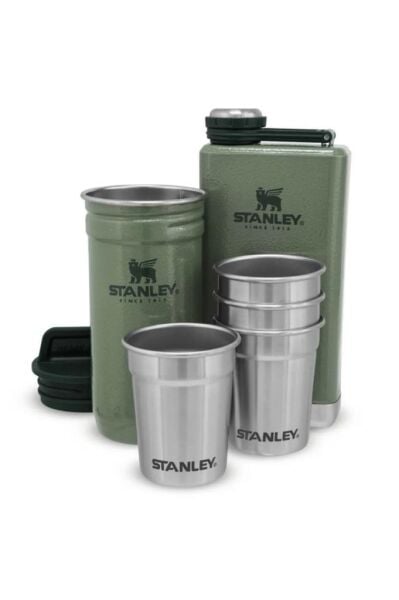 Stanley Adventure Çelik Shot Gri Bardak ve Yeşil Matara Seti