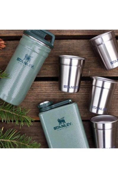 Stanley Adventure Çelik Shot Gri Bardak ve Yeşil Matara Seti