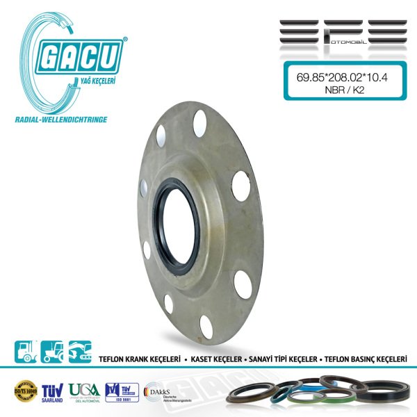 11908-BMC FORD AKS KEÇESİ (AZ DELİKLİ)-GACU KEÇE 69.85X208.02X10.4 NBR/K2