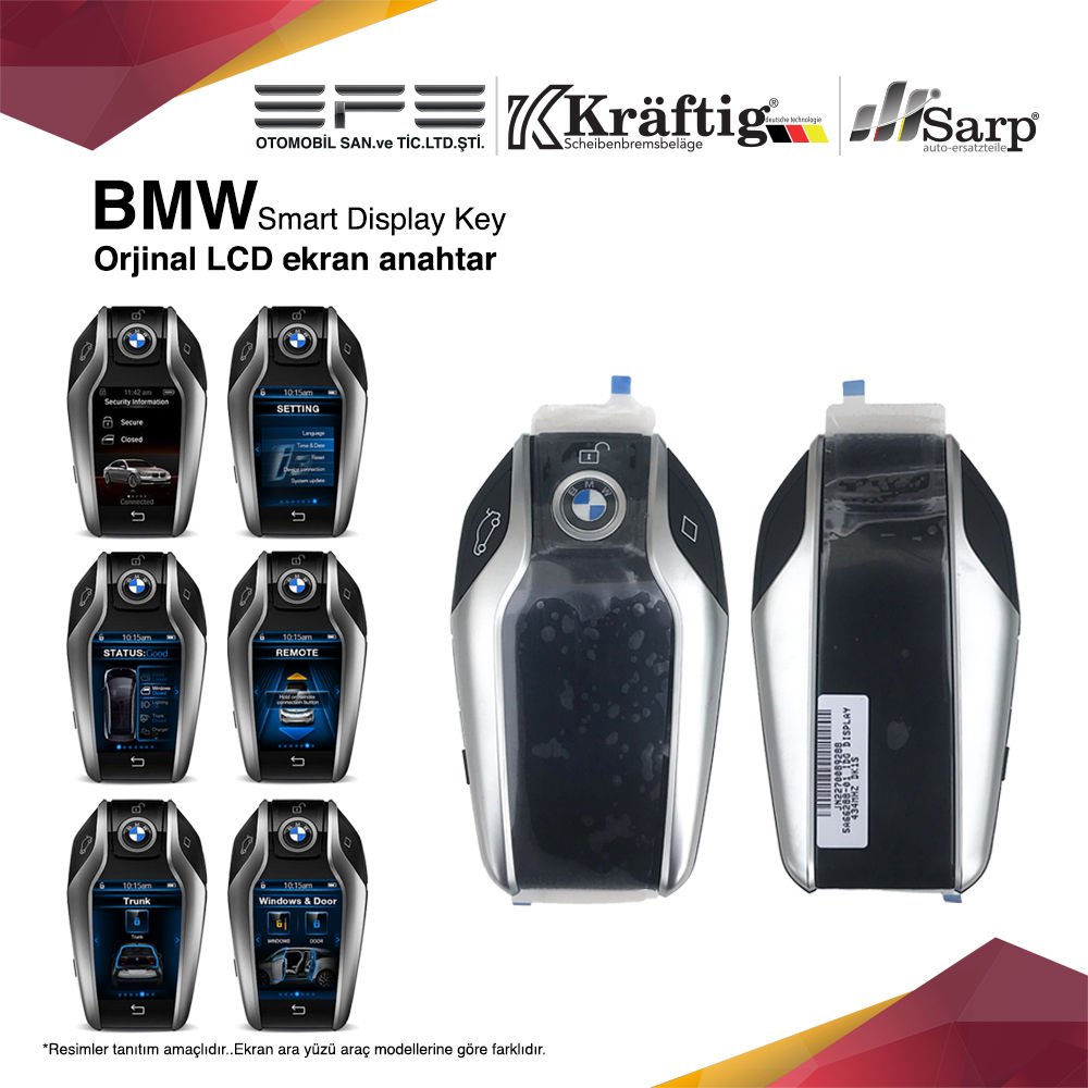 BMW AKILLI ANAHTAR LCD EKRANLI ORJİNAL 7.SERİSİ-6.SERİSİ-3.SERİSİ-GTX5-X6-X7-730 LE-740 LE-530 LE KASA