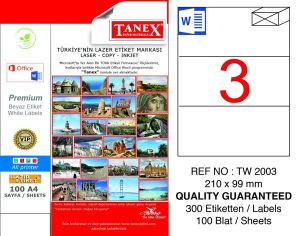Tanex Tw-2003 210X99 mm Lazer Etiket 100'Lü