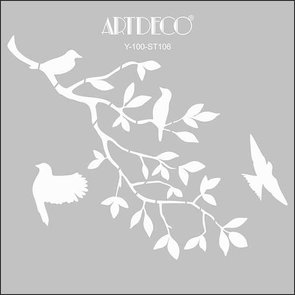 Artdeco Stencil 30x30cm Daldaki Kuşlar - 106