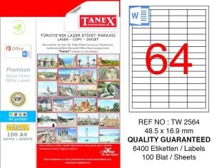 Tanex Tw-2564 48,5X16,9 mm Lazer Etiket 100'Lü