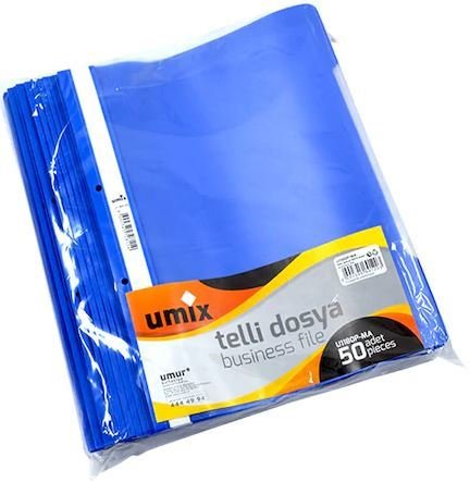 Umix Telli Dosya Eco Plastik Mavi 50'li