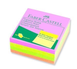 Faber Castell Yapışkanlı Not Kağıdı 75x75mm Karışık Fosforlu Renkli Küp Postit