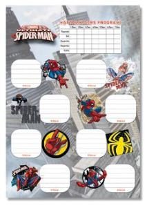 Spiderman Ders Programlı Okul Etiketi 3'lü