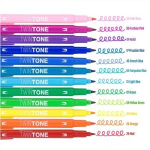 Tombow Twin Tone Markör Rainbow Tonlar Seti 12 Renk