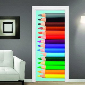 Kapı Giydirme - Renkli Kalemler 100x200 cm