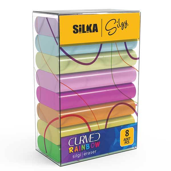 Silka Curved Rainbow Neon Pastel Silgi 8'li