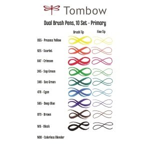 Tombow Dual Brush Pen Fırça Uçlu Keçeli Kalem 10'lu - Ana Renkler