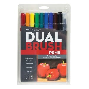 Tombow Dual Brush Pen Fırça Uçlu Keçeli Kalem 10'lu - Ana Renkler