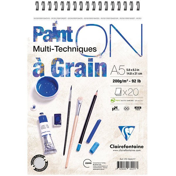 Clairefontaine Paint-On A Grain Çizim Blok A5 20yp 200gr