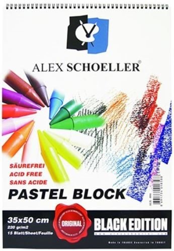 Alex Schoeller Pastel Resim Defteri Spiralli Siyah 35x50 15yp 220gr