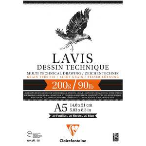 Clairefontaine Lavis Multi Teknik Çizim Defteri A5 200gr 20yp