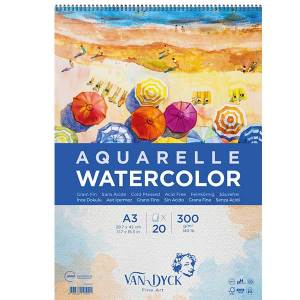 Van Dyck Aquarelle Watercolor Suluboya Resim Defteri A3 300 Gr 20 Yp