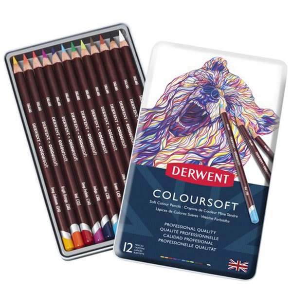 Derwent Kuruboya Kalemi Coloursoft 12 Li Teneke Kutu