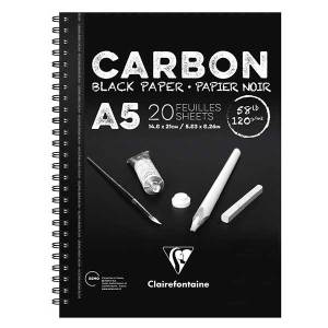Clairefontaine Carbon Siyah Çizim Defteri A5 120gr 20yp Yandan Spiralli