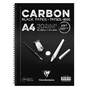 Clairefontaine Carbon Siyah Çizim Defteri A4 120gr 20yp Yandan Spiralli