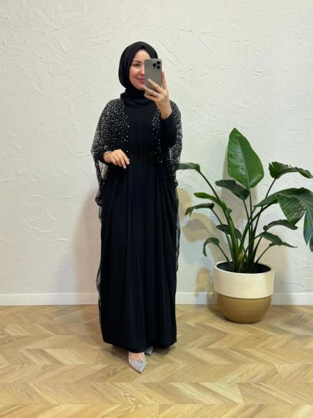 Kadın Jupe 9009 Taşlı Tül Abaya