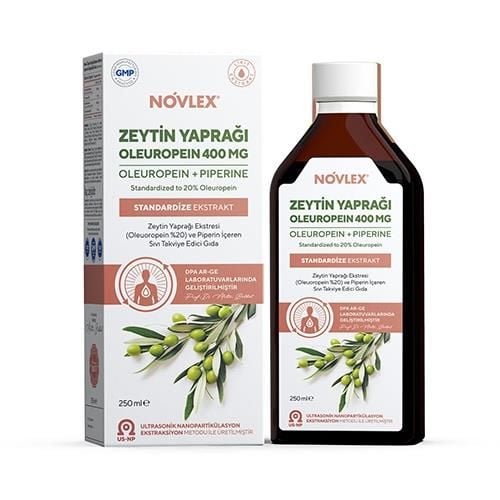 Novlex® Zeytin Yaprağı - Oleuropein (Olive Leaf) ve Piperin Ekstraktı (Ekstresi) İçeren Takviye Edici Gıda 250 ml