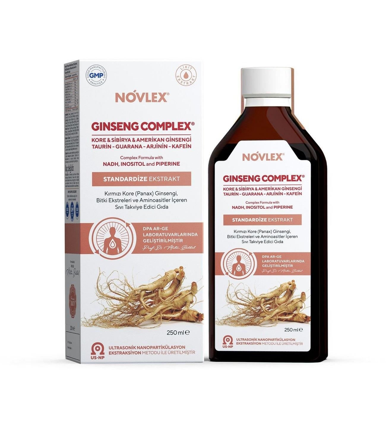 Novlex Ginseng Complex Kore (Panax)-Sibirya-Amerikan Ginsengi, NADH, Taurin, Arjinin, Guarana 250ml