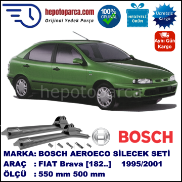 FIAT Brava [182..] 10.1995-09.2001, 550 / 500 mm. BOSCH AEROECO Aparatlı Muz Silecek