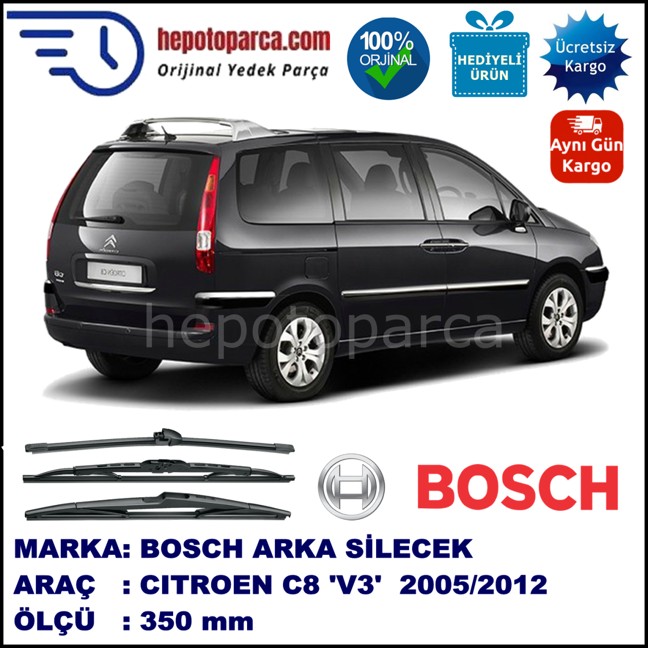 CITROEN C8 [V3] 350 mm 08.2005-... BOSCH Arka Silecek