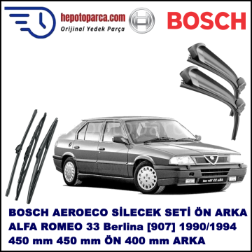 ALFA ROMEO 33 Berlina [907] 01,1990-10,1994 Bosch Aeroeco Ön ve Arka Silecek Takımı
