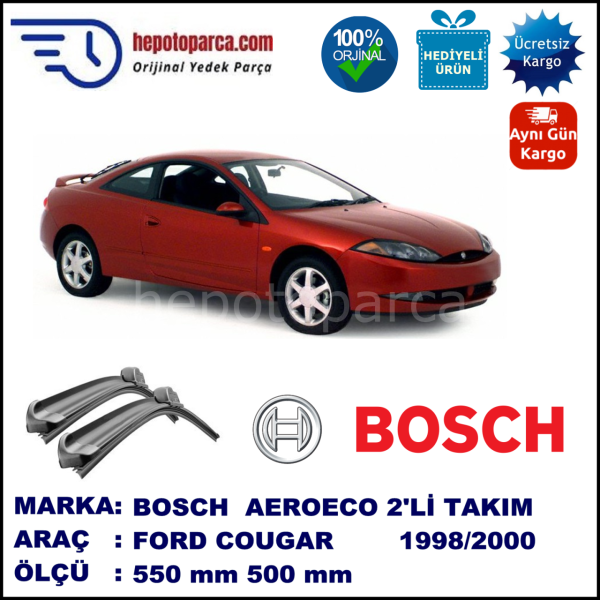 FORD Cougar  08.1998-12.2000, 550 / 500 mm. BOSCH AEROECO Aparatlı Muz Silecek