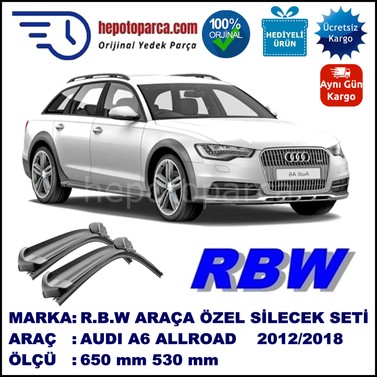 AUDI A6 ALLROAD MUZ SİLECEK TAKIMI RBW ARACA ÖZEL (2012-2018)