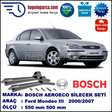 FORD Mondeo III [01] 10.2000-03.2007, 550 / 500 mm. BOSCH AEROECO Aparatlı Muz Silecek