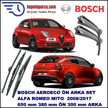 ALFA ROMEO Mito [955] 08,2008-,,, Bosch Aeroeco Ön ve Arka Silecek Takımı