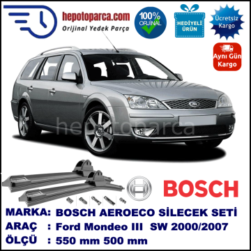 FORD Mondeo III Turnier [01] 10.2000-03.2007, 550 / 500 mm. BOSCH AEROECO Aparatlı Muz Silecek