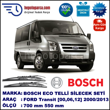 FORD Transit [00, 06, 12] 01.00-... 700 / 550 mm. BOSCH ECO Telli Silecek 2'li Takım