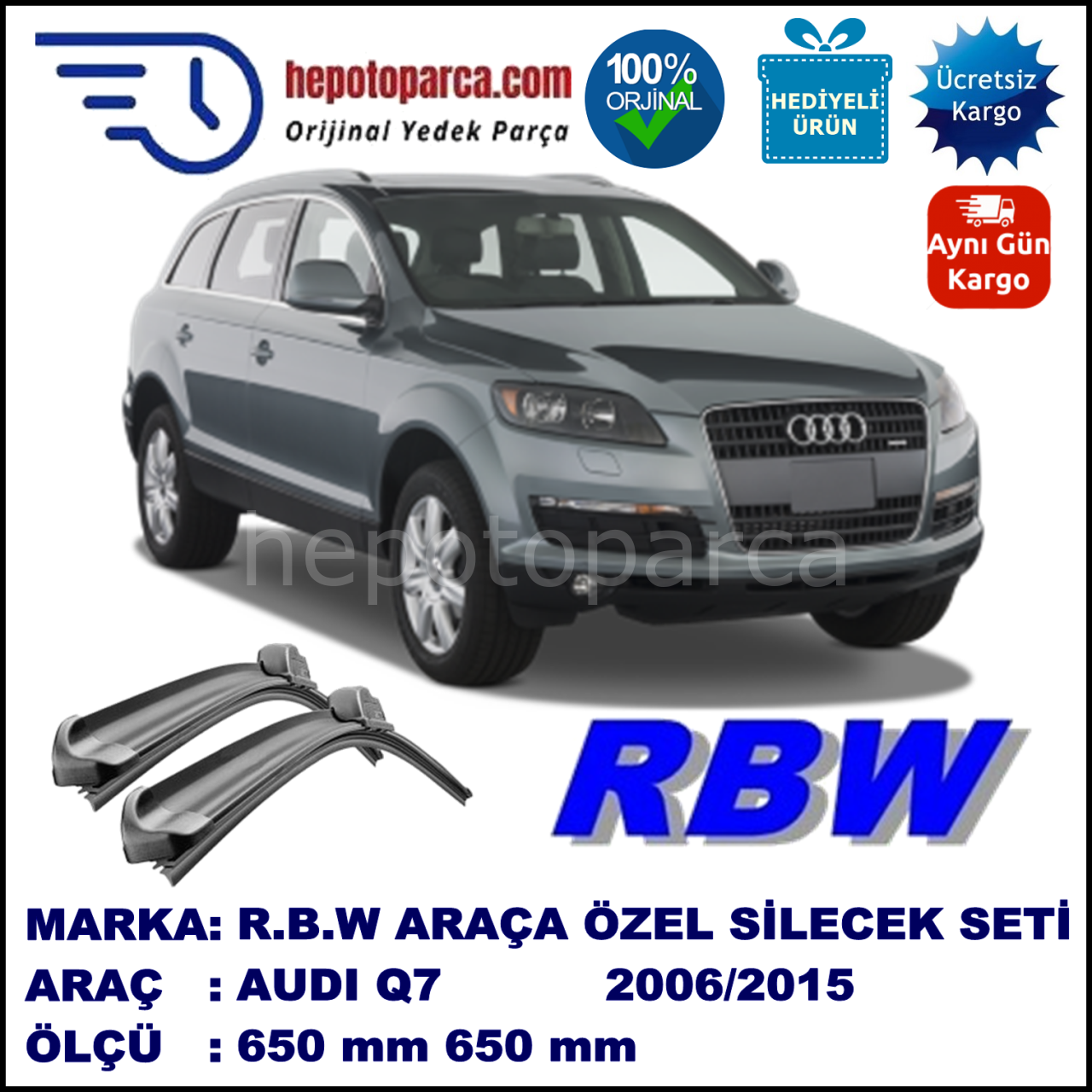 AUDI Q7 MUZ SİLECEK TAKIMI RBW ARACA ÖZEL (2006-2015)