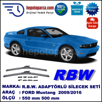 FORD Mustang   09.2009-..., 550 / 500 mm.  RBW  ADAPTÖRLÜ MUZ SİLECEK SETİ