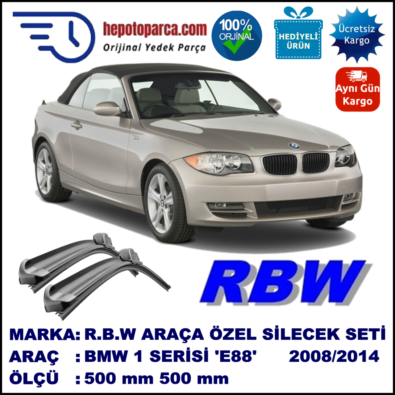 BMW 1 SERIES CABRIO [E88] MUZ SİLECEK TAKIMI RBW ARACA ÖZEL (2008-2014)