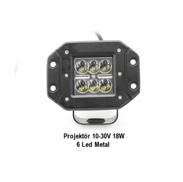 3010563 CARUB PROJEKTÖR 10-30V 18W 6 LED  METAL KUTU SİYAH